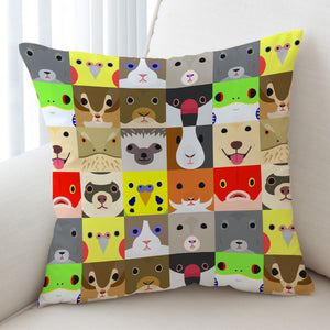 Cute Cartoon Animals Checkerboard SWKD4638 Cushion Cover