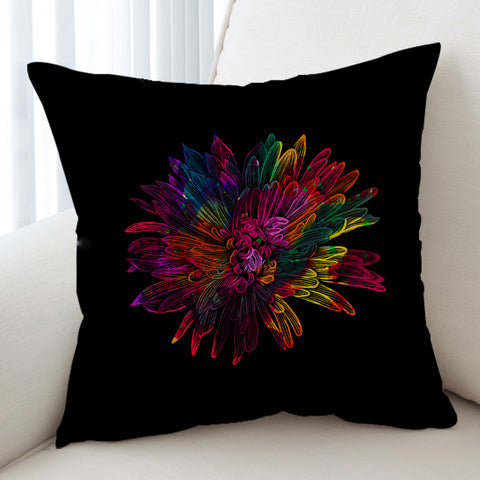 Image of Big Colorful Flower Black Theme SWKD4641 Cushion Cover