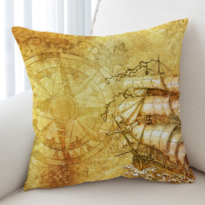 Vintage Big Compass & Pirate Boat SWKD4643 Cushion Cover