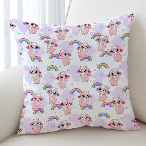 Image of Cute Alapaca Rainbow Monogram SWKD4647 Cushion Cover