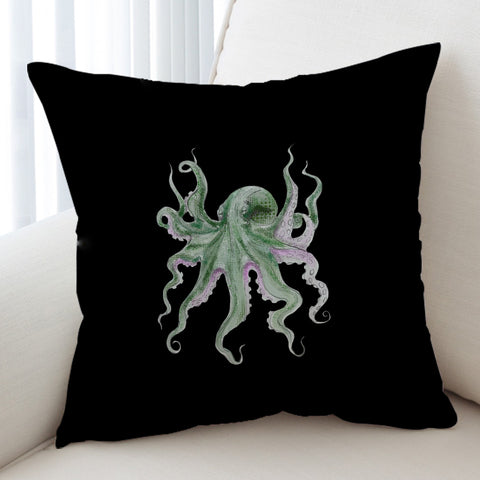 Image of Purple Green Octopus Black Theme SWKD4660 Cushion Cover