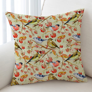 Flowers & Sunbirds Cream Theme SWKD4664 Cushion Cover