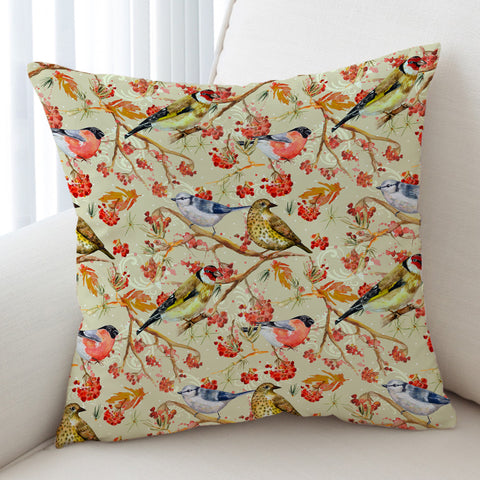 Image of Flowers & Sunbirds Cream Theme SWKD4664 Cushion Cover