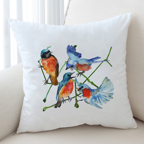Image of Multi Watercolor Blue Sunbirds SWKD4730 Cushion Cover