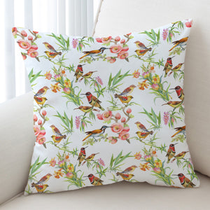 Brown Sunbirds & Pink Flowers SWKD4731 Cushion Cover