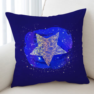 Yellow Curve Star White Dot Blue Theme SWKD4734 Cushion Cover