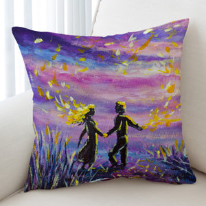 Watercolor Beautiful Love Scene Purple Theme SWKD4736 Cushion Cover
