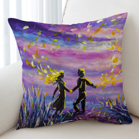 Image of Watercolor Beautiful Love Scene Purple Theme SWKD4736 Cushion Cover