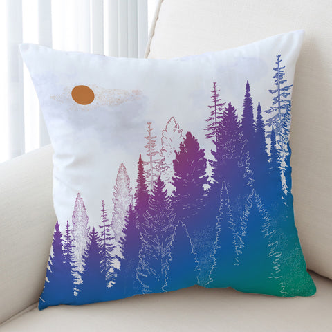 Image of Orange Sun Gradient Purple Forest Background SWKD4748 Cushion Cover