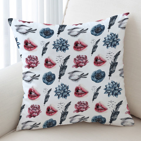 Image of Flower, Feather, Lips Monogram SWKD4754 Cushion Cover