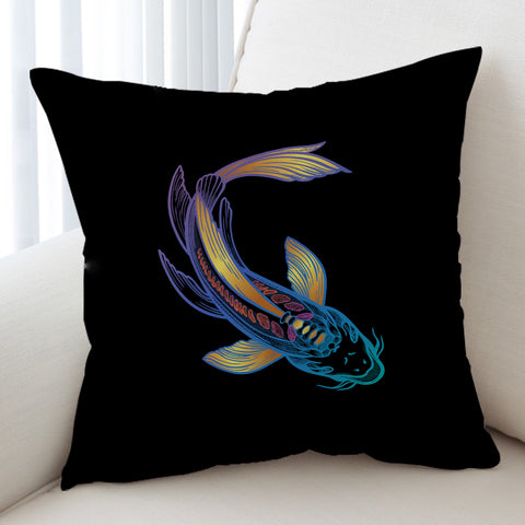 Image of Golden Gradient Blue Purple Fish Koi SWKD4755 Cushion Cover