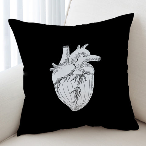 Image of B&W Heart Sketch SWKD4756 Cushion Cover