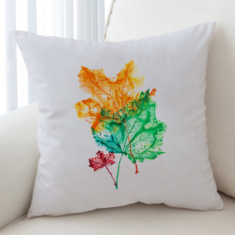 Image of Colorful Maple Leaves White Theme SWKD5148 Cushion Cover