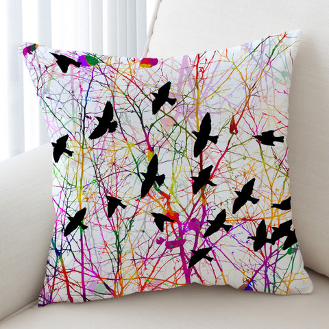 Image of Colorful Bird Net SWKD5153 Cushion Cover