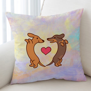 Cute Couple Dachshund Pastel Theme SWKD5154 Cushion Cover