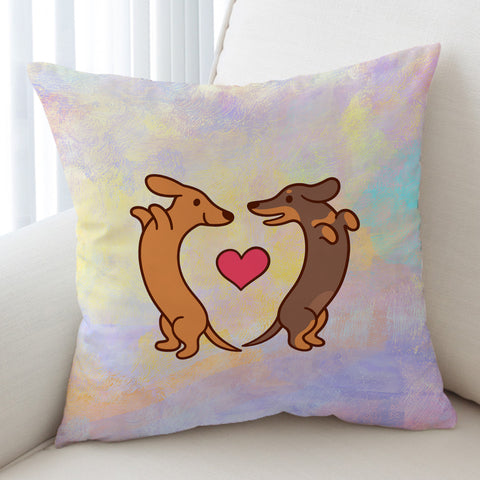 Image of Cute Couple Dachshund Pastel Theme SWKD5154 Cushion Cover