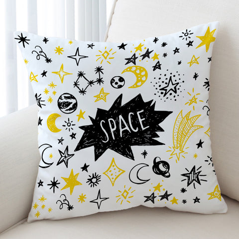Image of Cute Space Childen Line Sketch SWKD5155 Cushion Cover