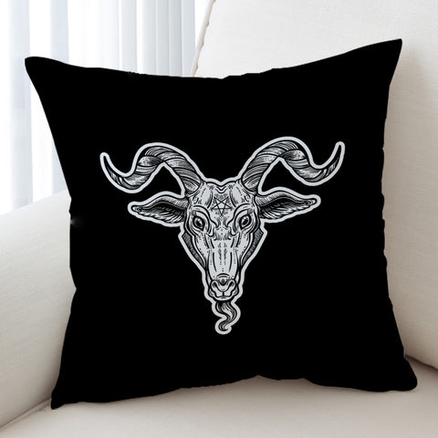 Image of B&W Gothic Goat Head Black Line SWKD5159 Cushion Cover