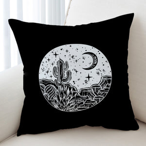 B&W Gothic Cactus In Night Sketch SWKD5160 Cushion Cover