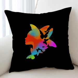 Gradient Colorful Butterflies Lady Face SWKD5168 Cushion Cover