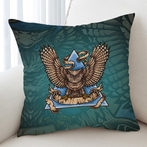 Old School Flying Owl Triangle Green Theme SWKD5173 Cushion Cover