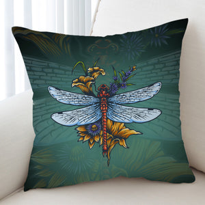 Old School Color Floral Dragonfly SWKD5174 Cushion Cover