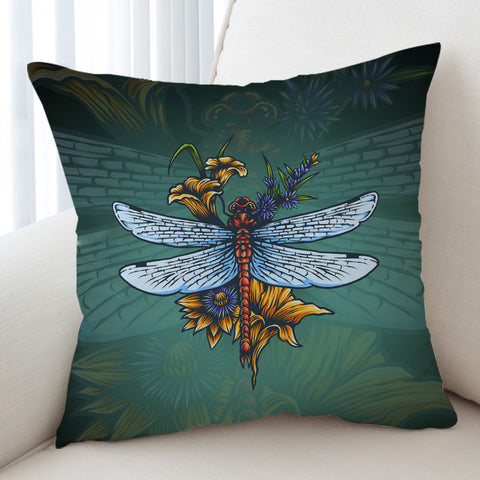 Image of Old School Color Floral Dragonfly SWKD5174 Cushion Cover