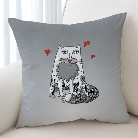 Image of Love Old Cat Grey Theme SWKD5177 Cushion Cover