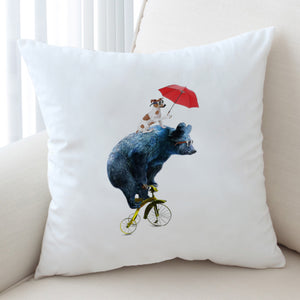 Funny Sunglass Dog & Bear On Bike SWKD5181 Cushion Cover