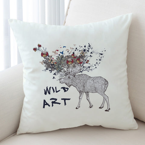 Image of Floral Deer Sketch Wild Art SWKD5192 Cushion Cover