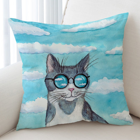 Image of Cute Sunglasses Cat Light Cloud SWKD5195 Cushion Cover