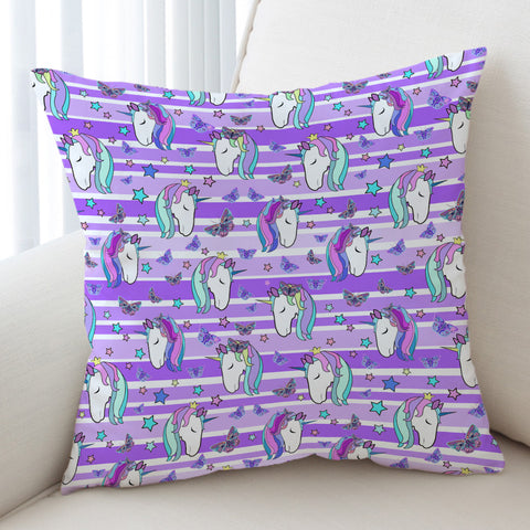 Image of Multi Unicorn Pink Stripes SWKD5196 Cushion Cover