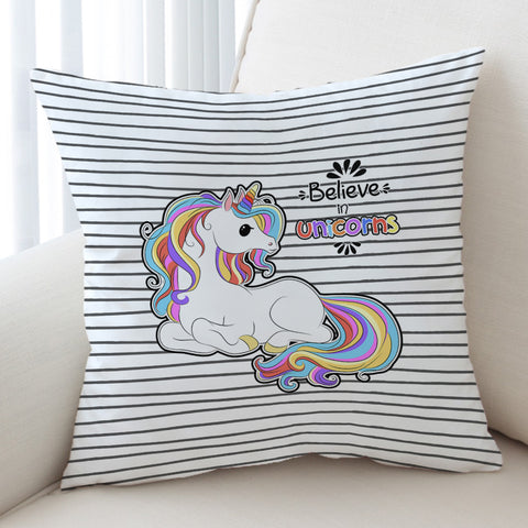 Image of Cute Colorful Unicorn Stripes SWKD5199 Cushion Cover