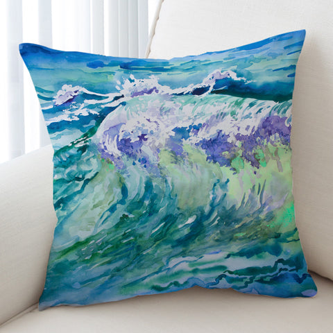 Image of Watercolor Blue Waves Japanese Art SWKD5246 Cushion Cover