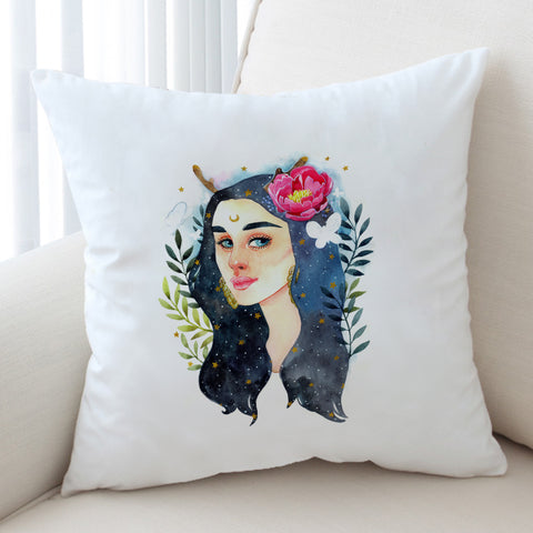 Image of Lady Night Flower Illustration SWKD5247 Cushion Cover