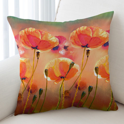 Image of Watercolor Orange Flowers SWKD5249 Cushion Cover