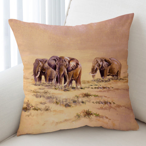 Image of Watercolor Elephants In Desert SWKD5253 Cushion Cover