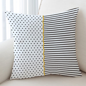 B&W Multi Heart Dot & Stripes Golden Line SWKD5267 Cushion Cover