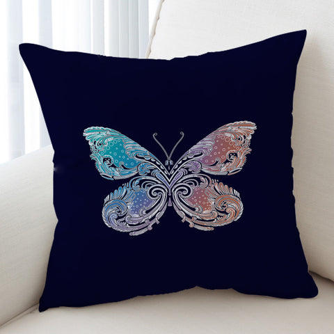 Image of 2-Tone Gradient Blue Red Butterfly Navy Theme SWKD5329 Cushion Cover