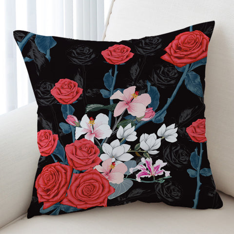 Image of Roses Black Shadow Theme SWKD5336 Cushion Cover