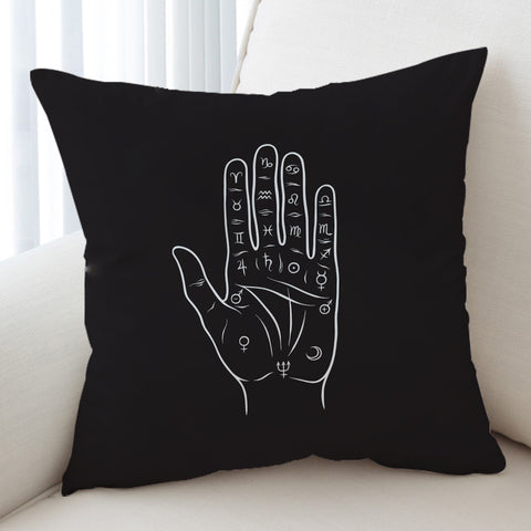Image of Zodiac Sign On Hand Black Theme SWKD5357 Cushion Cover