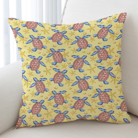 Image of Multi Ocean Turtles Yellow Theme SWKD5449 Cushion Cover