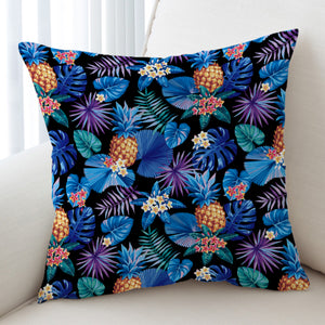 Blue Tint Tropical Leaves SWKD5452 Cushion Cover