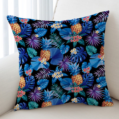 Image of Blue Tint Tropical Leaves SWKD5452 Cushion Cover
