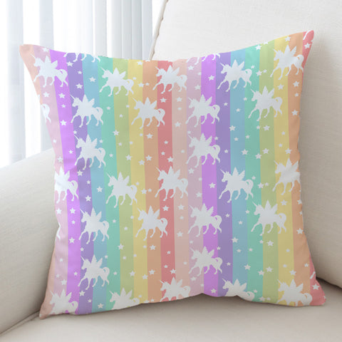 Image of Unicorns Pastel Stripes SWKD5462 Cushion Cover