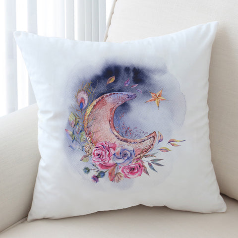 Image of Watercolor Flowers And Moon SWKD5465 Cushion Cover