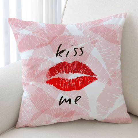 Image of Kiss Me Red Lips Pink Theme SWKD5476 Cushion Cover