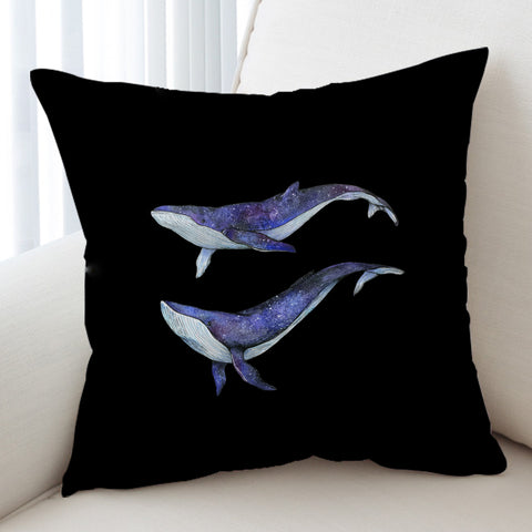 Image of Double Galaxy Big Whales Black Theme SWKD5477 Cushion Cover