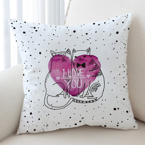 Image of I Love You - Black Line Cats Couple SWKD5482 Cushion Cover