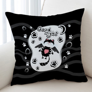 Good Night Lovely Cat Black Theme SWKD5484 Cushion Cover